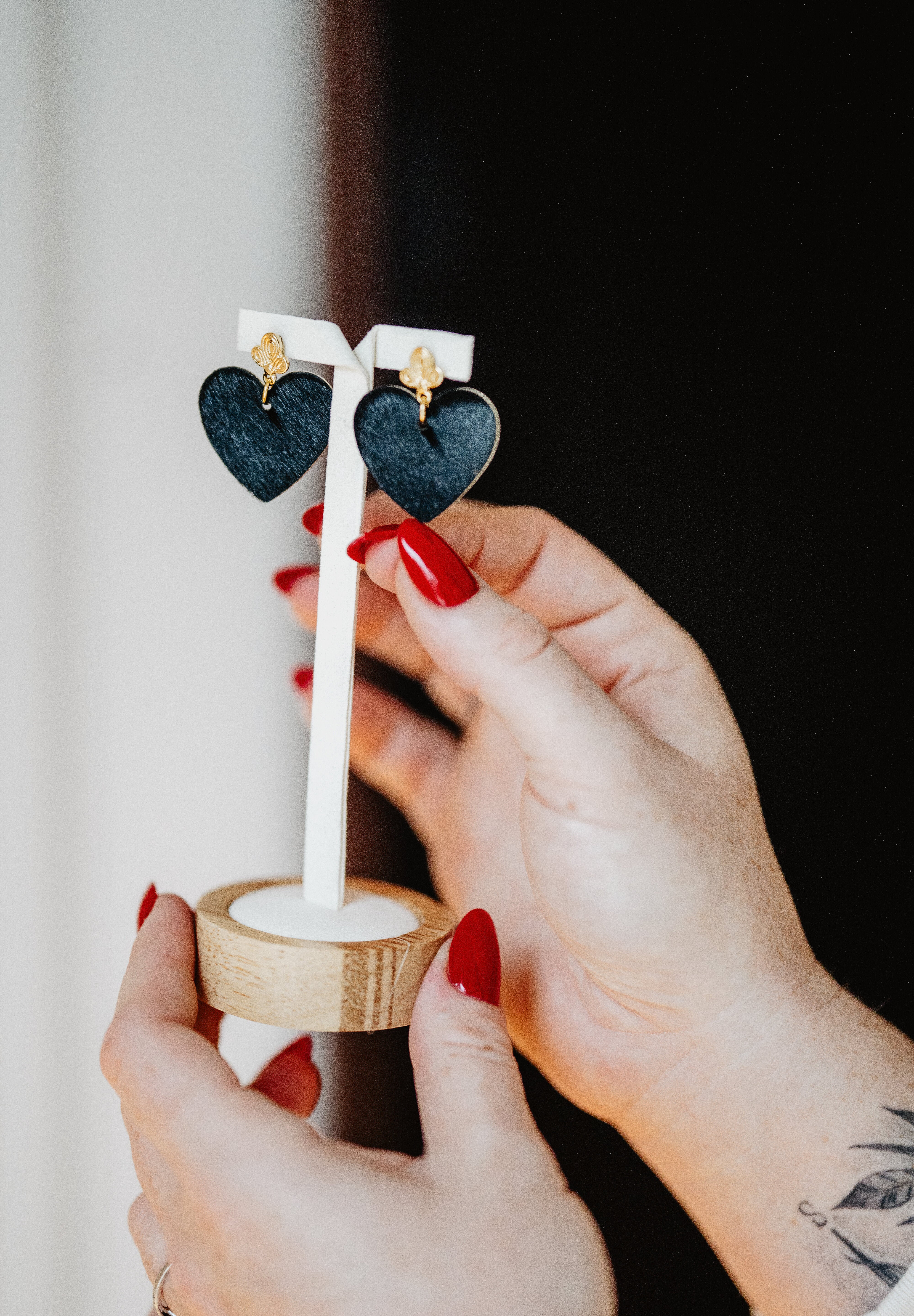 Boucles d'oreilles - Coeur noir